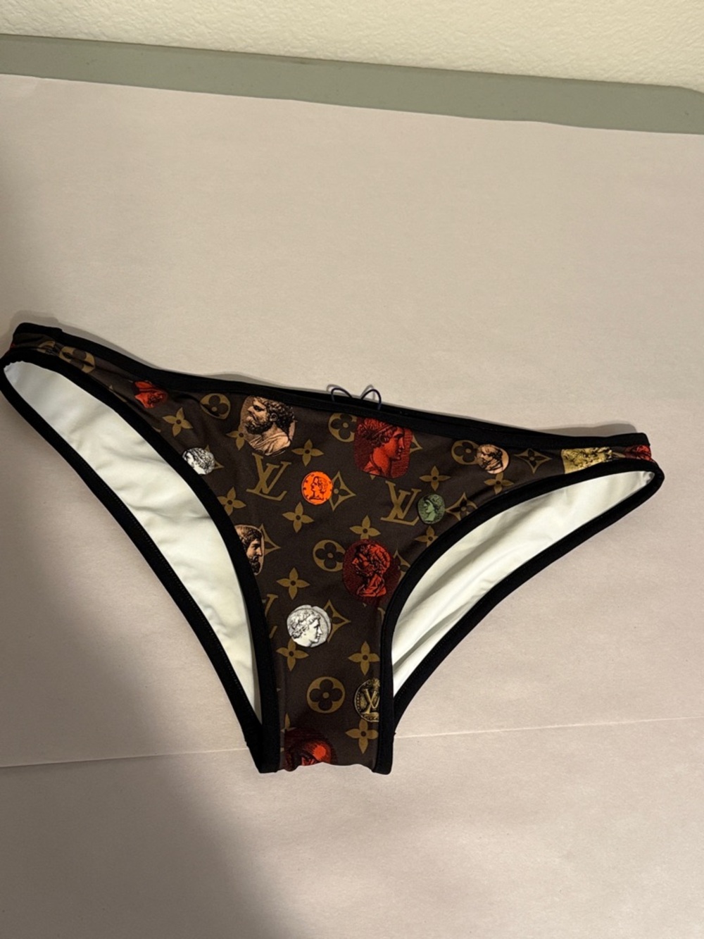 Authentic Louis Vuitton Brown Monogram Bikini Briefs Greek coin NWOT  Motifs - Picture 11 of 14